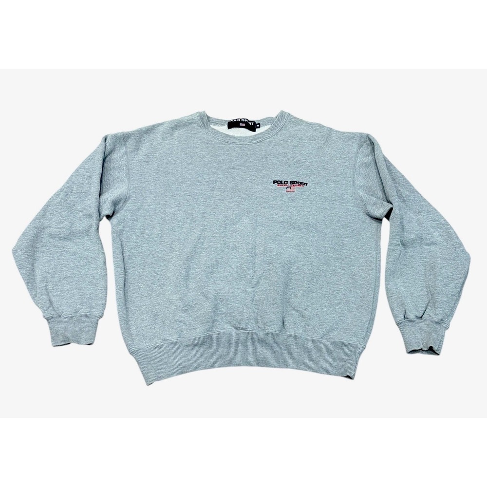 Vintage 90s Polo Sport Ralph Lauren Mens Crewneck Sweatshirt Gray Medium Preppy
